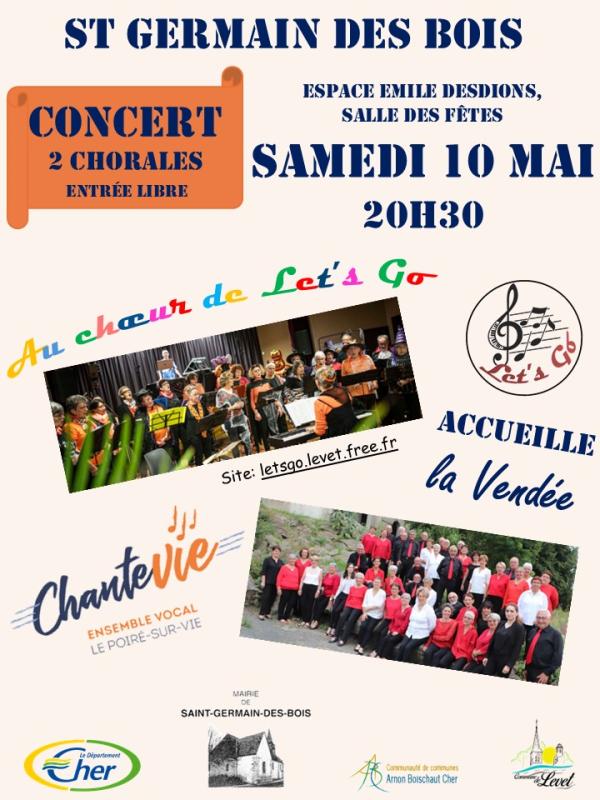 sortie à ST GERMAIN DES BOIS, Cher. CONCERT RENCONTRE CHORALES Sortir à ST GERMAIN DES BOIS(Cher). ST GERMAIN DES BOIS.