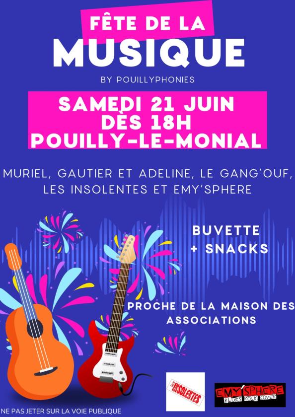 sortie à POUILLY LE MONIAL, Rhône. POUILLYPHONIES - FÊTE DE LA MUSIQUE - 21 JUIN 2025 Sortir à POUILLY LE MONIAL(Rhône). POUILLY LE MONIAL.