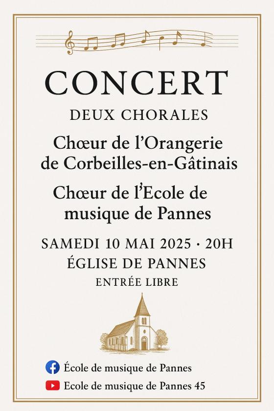 sortie à PANNES, Loiret. CONCERT DEUX CHORALES Sortir à PANNES(Loiret). PANNES.