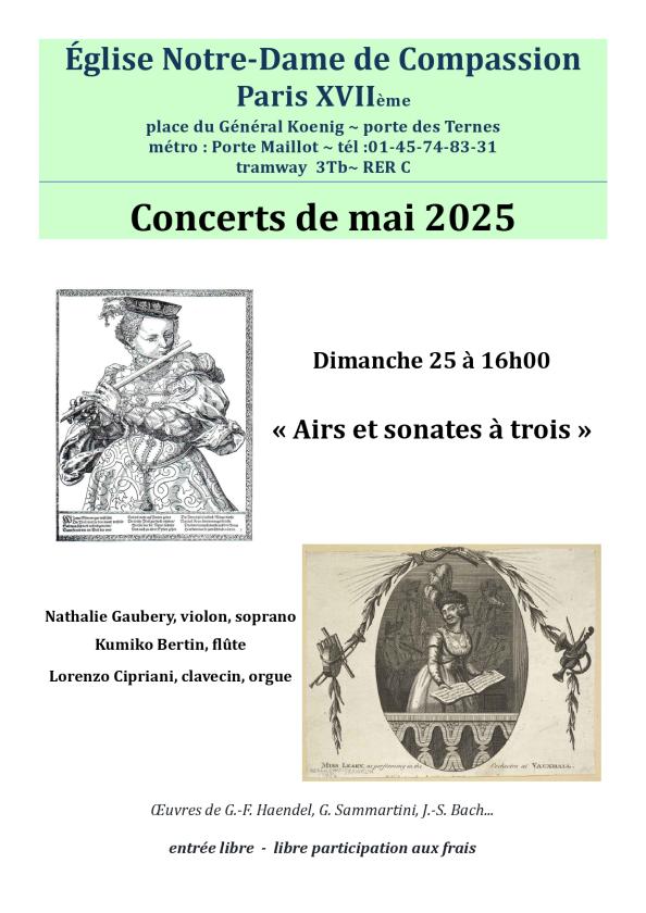 sortie à PARIS 17, Paris. AIRS ET SONATES EN TRIO Sortir à PARIS 17(Paris). PARIS 17.