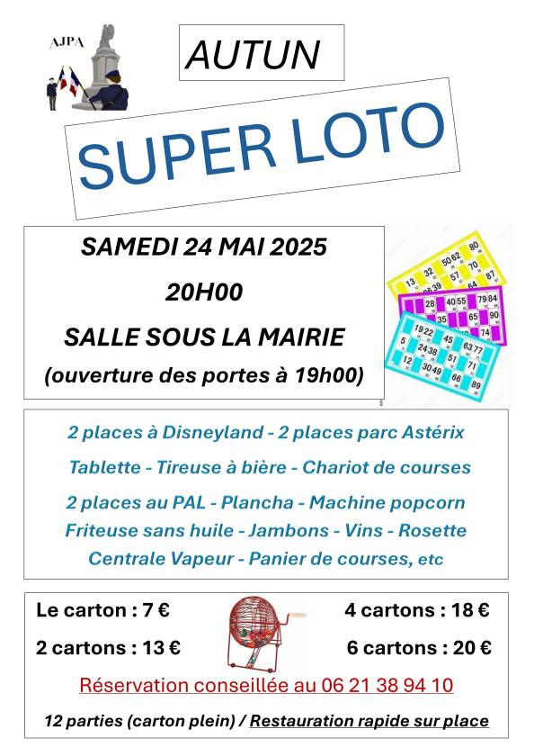 sortie à AUTUN, Saône et Loire. SUPER LOTO Sortir à AUTUN(Saône et Loire). AUTUN.