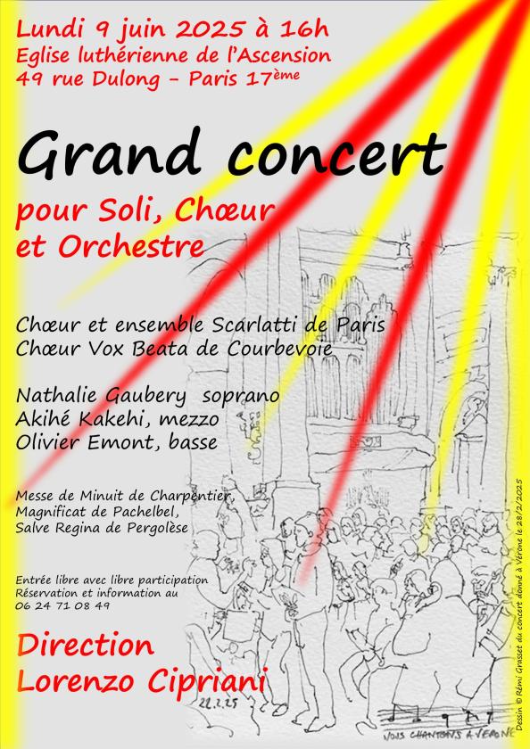 sortie à PARIS 17, Paris. GRAND CONCERT POUR SOLI, CHŒUR, ORCHESTRE Sortir à PARIS 17(Paris). PARIS 17.