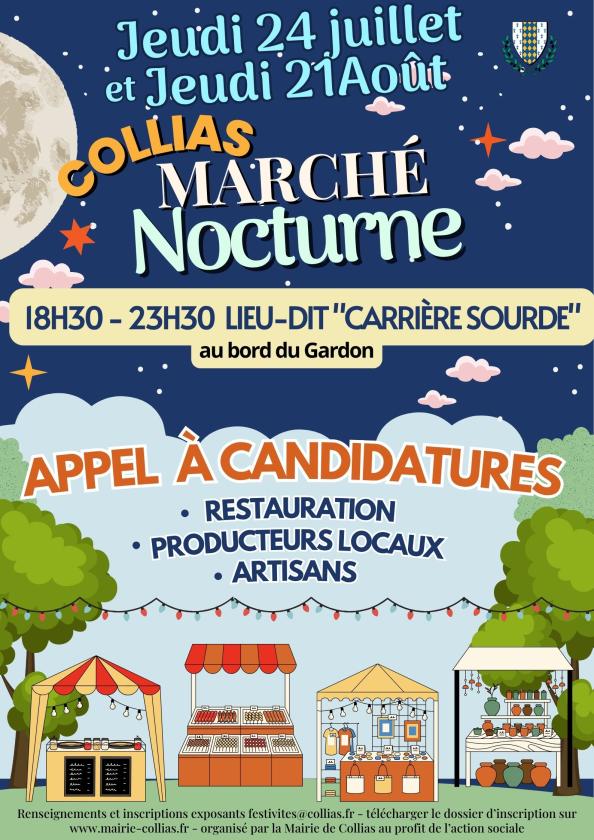 sortie à COLLIAS, Gard. MARCHÉS NOCTURNES Sortir à COLLIAS(Gard). COLLIAS.