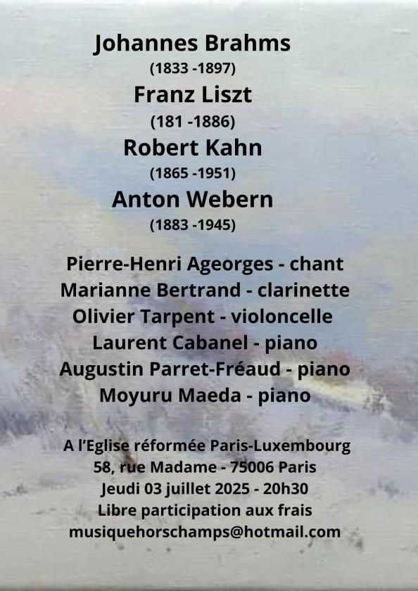 sortie à PARIS, Paris. CONCERT DE MUSIQUE ALLEMANDE FIN 19ÈME Sortir à PARIS(Paris). PARIS.