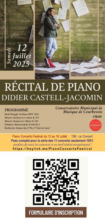 sortie à COURBEVOIE, Hauts de Seine. PIANO RÉCITAL - DIDIER CASTELL-JACOMIN (FESTIVAL D Sortir à COURBEVOIE(Hauts de Seine). COURBEVOIE.