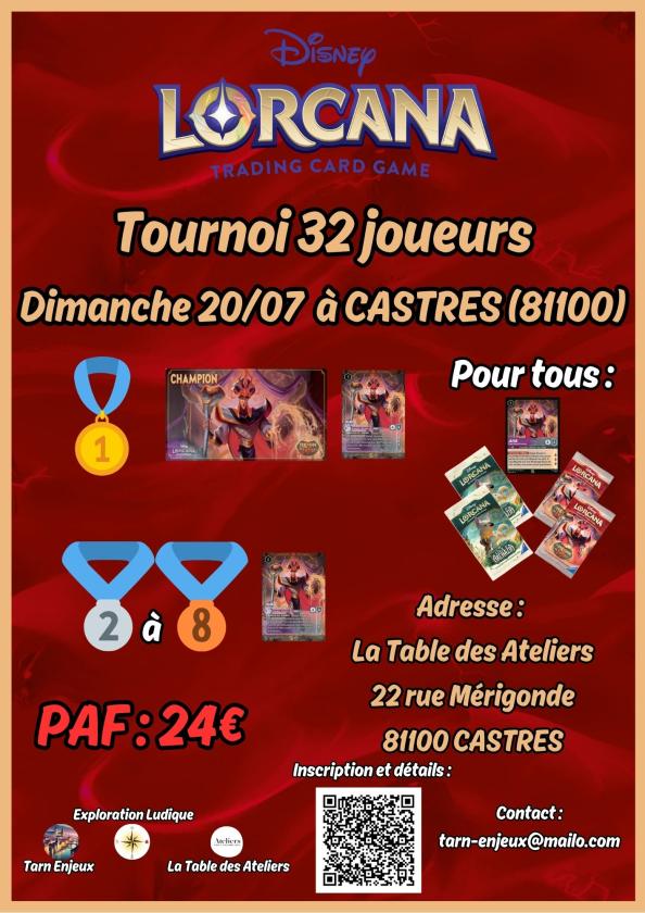 sortie à CASTRES, Tarn. CHAMPIONNAT DE SET LORCANA - LE RÈGNE DE JAFAR - 3 Sortir à CASTRES(Tarn). CASTRES.
