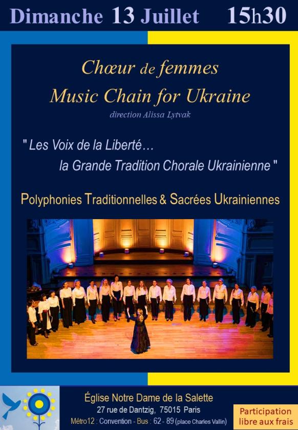 sortie à PARIS 15, Paris. CHŒUR DE FEMMES " MUSIC CHAIN FOR UKRAINE " Sortir à PARIS 15(Paris). PARIS 15.