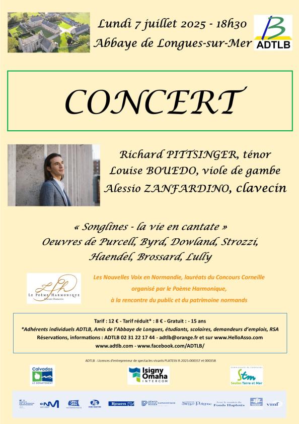 sortie à LONGUES SUR MER, Calvados. CONCERT DE MUSIQUE BAROQUE PAR RICHARD PITTSINGER Sortir à LONGUES SUR MER(Calvados). LONGUES SUR MER.