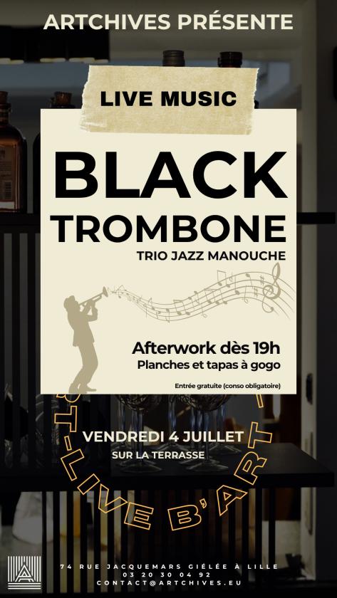 sortie à LILLE, Nord. AFTERWORK / LIVE JAZZ MANOUCHE "BLACK TROMBONE" Sortir à LILLE(Nord). LILLE.