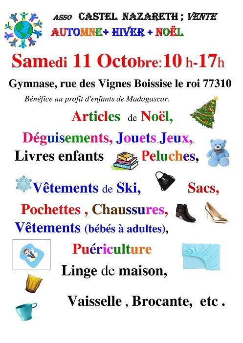 sortie à BOISSISE LE ROI, Seine et Marne. VENTE DE CHARITÉ AUTOMNE, HIVER ET NOËL Sortir à BOISSISE LE ROI(Seine et Marne). BOISSISE LE ROI.