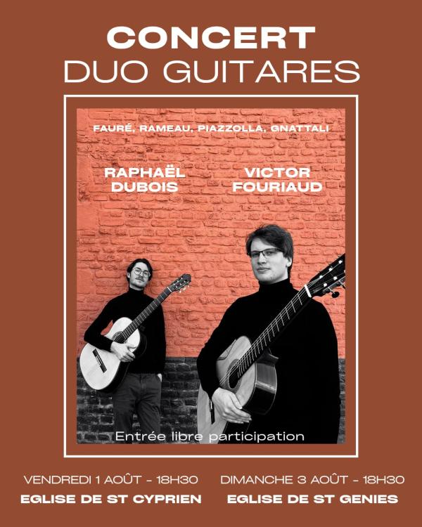 sortie à ST GENIES, Dordogne. DUO GUITARES Sortir à ST GENIES(Dordogne). ST GENIES.