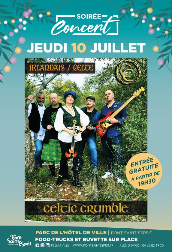 sortie à PONT ST ESPRIT, Gard. SOIRÉE CONCERT : CELTIC CRUMBLE Sortir à PONT ST ESPRIT(Gard). PONT ST ESPRIT.