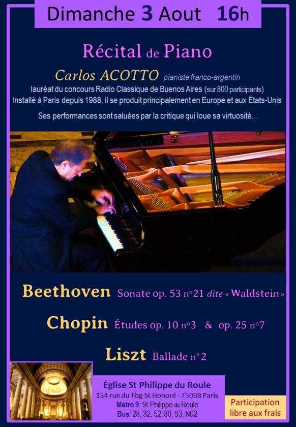 sortie à PARIS 08, Paris. RÉCITAL DE PIANO: BEETHOVEN - LISZT - CHOPIN Sortir à PARIS 08(Paris). PARIS 08.