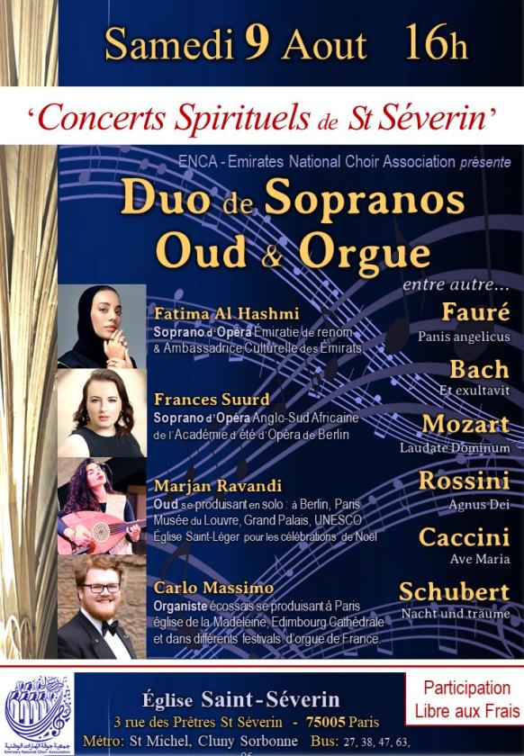 sortie à PARIS 05, Paris. DUO DE SOPRANOS DE L'OPÉRA DE DUBAÏ, OUD & ORGUE Sortir à PARIS 05(Paris). PARIS 05.