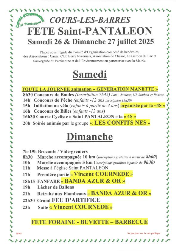 Sortir à COURS LES BARRES(Cher). COURS LES BARRES.