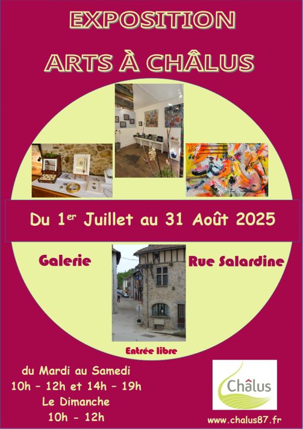 sortie à CHALUS, Haute Vienne. EXPOSITION ARTS À CHÂLUS - GALERIE RUE SALARDINE Sortir à CHALUS(Haute Vienne). CHALUS.