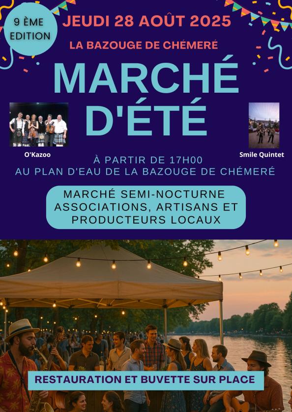 sortie à LA BAZOUGE DE CHEMERE, Mayenne. MARCHÉ D'ÉTÉ Sortir à LA BAZOUGE DE CHEMERE(Mayenne). LA BAZOUGE DE CHEMERE.