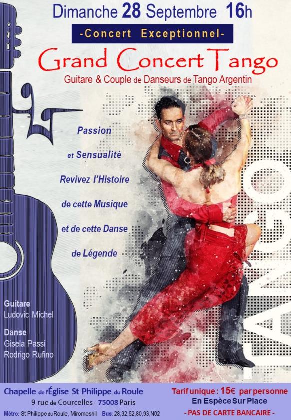 sortie à PARIS 08, Paris. GRAND CONCERT TANGO ARGENTIN : GUITARE & COUPLE D Sortir à PARIS 08(Paris). PARIS 08.