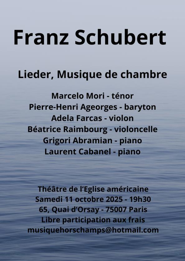 sortie à PARIS, Paris. CONCERT FRANZ SCHUBERT Sortir à PARIS(Paris). PARIS.