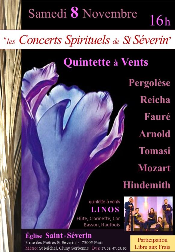 sortie à PARIS 05, Paris. QUINTETTE À VENTS : PERGOLÈSE, MOZART, FAURÉ, TOMA Sortir à PARIS 05(Paris). PARIS 05.