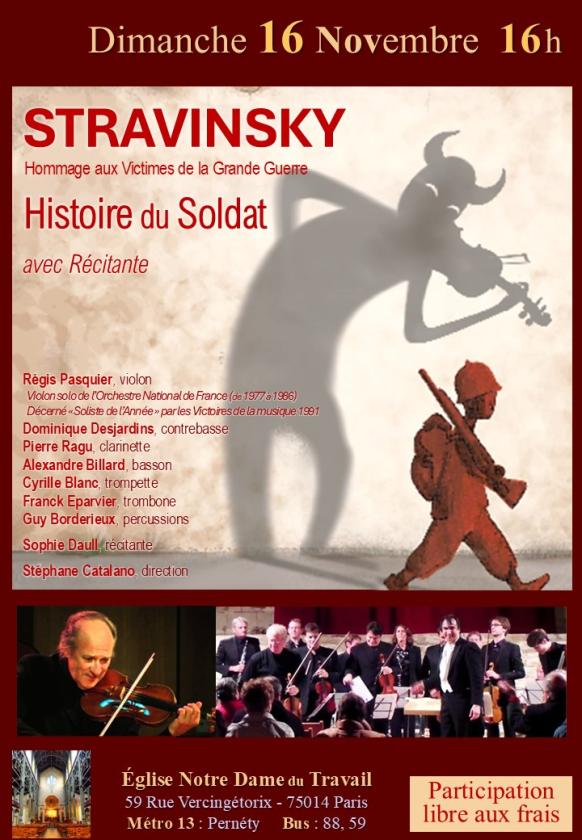 sortie à PARIS 14, Paris. STRAVINSKY « HISTOIRE DU SOLDAT » 14-18 AVEC RÉCI Sortir à PARIS 14(Paris). PARIS 14.