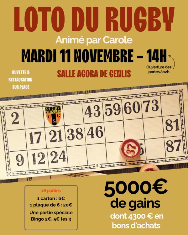 sortie à GENLIS, Côte d'Or. LOTO DU RUGBY Sortir à GENLIS(Côte d'Or). GENLIS.
