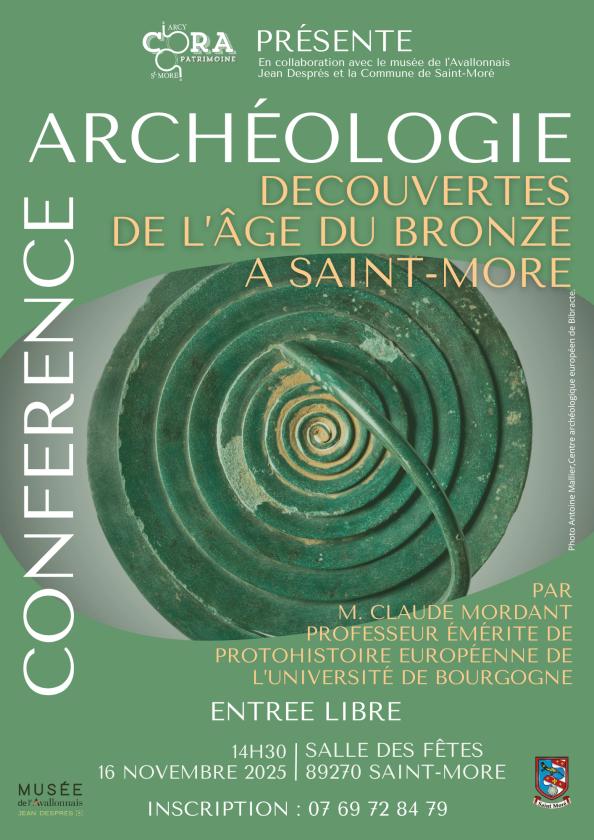sortie à ST MORE, Yonne. CONFÉRENCE ARCHÉOLOGIQUE: DECOUVERTES A SAINT-MORE Sortir à ST MORE(Yonne). ST MORE.