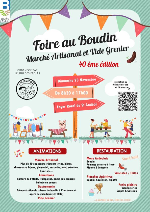 sortie à ST ANDEOL LE CHATEAU, Rhône. FOIRE AU BOUDIN - MARCHÉ ARTISANAL ET VIDE GRENIER Sortir à ST ANDEOL LE CHATEAU(Rhône). ST ANDEOL LE CHATEAU.