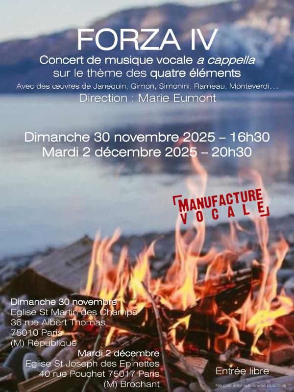 sortie à PARIS, Paris. FORZA IV - CONCERT DE MUSIQUE VOCALE À CAPPELLA Sortir à PARIS(Paris). PARIS.
