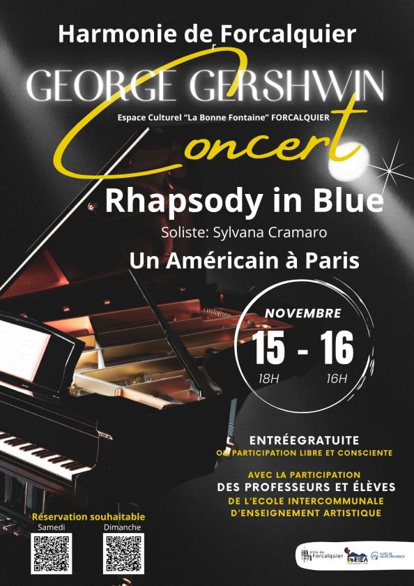 sortie à FORCALQUIER, Alpes de Hte Provence. CONCERT GERSHWIN Sortir à FORCALQUIER(Alpes de Hte Provence). FORCALQUIER.