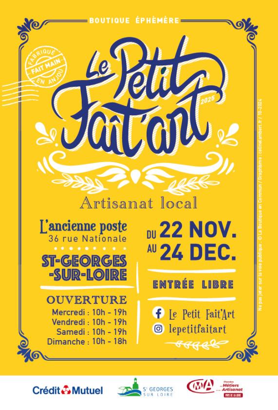sortie à ST GEORGES SUR LOIRE, Maine et Loire. BOUTIQUE ÉPHÈMÈRE LE PETIT FAÎT'ART Sortir à ST GEORGES SUR LOIRE(Maine et Loire). ST GEORGES SUR LOIRE.