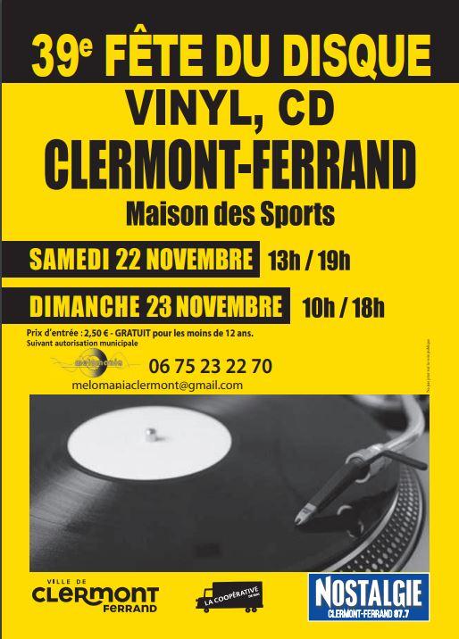 sortie à CLERMONT FERRAND, Puy de Dôme. FÊTE DU DISQUE VINYL ET CD Sortir à CLERMONT FERRAND(Puy de Dôme). CLERMONT FERRAND.