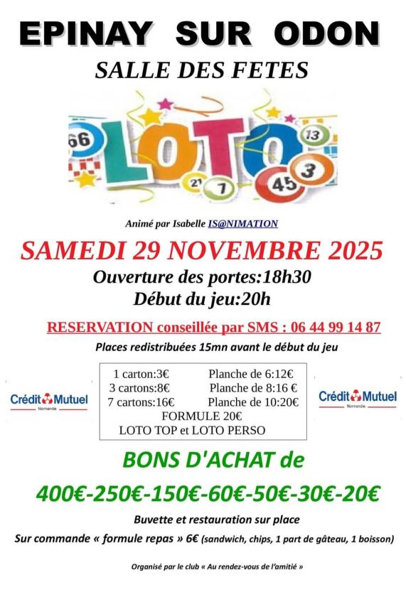 sortie à EPINAY SUR ODON, Calvados. LOTO ANIMÉ PAR ISABELLE Sortir à EPINAY SUR ODON(Calvados). EPINAY SUR ODON.