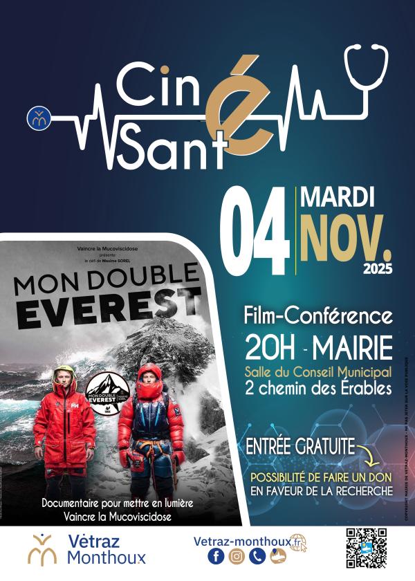 sortie à VETRAZ MONTHOUX, Haute Savoie. CYCLE CINÉ SANTÉ – MON DOUBLE EVEREST Sortir à VETRAZ MONTHOUX(Haute Savoie). VETRAZ MONTHOUX.