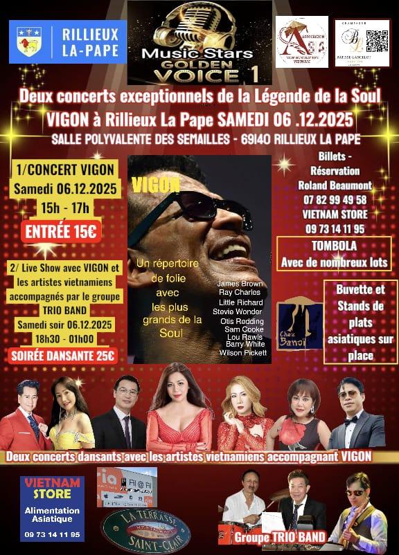 sortie à RILLIEUX LA PAPE, Rhône. DEUX CONCERTS HISTORIQUES DU ROI DE LA SOUL VIGON Sortir à RILLIEUX LA PAPE(Rhône). RILLIEUX LA PAPE.