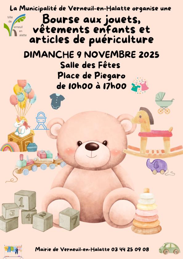 sortie à VERNEUIL EN HALATTE, Oise. BOURSE AUX JOUETS, VETEMENTS ENFANTS, PUÉRICULTURE Sortir à VERNEUIL EN HALATTE(Oise). VERNEUIL EN HALATTE.