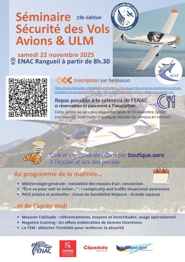 sortie à TOULOUSE, Haute Garonne. 19ÈME SÉMINAIRE SÉCURITÉ DES VOLS AVION-ULM Sortir à TOULOUSE(Haute Garonne). TOULOUSE.