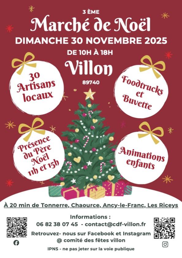 sortie à VILLON, Yonne. MARCHÉ DE NOËL DE VILLON Sortir à VILLON(Yonne). VILLON.