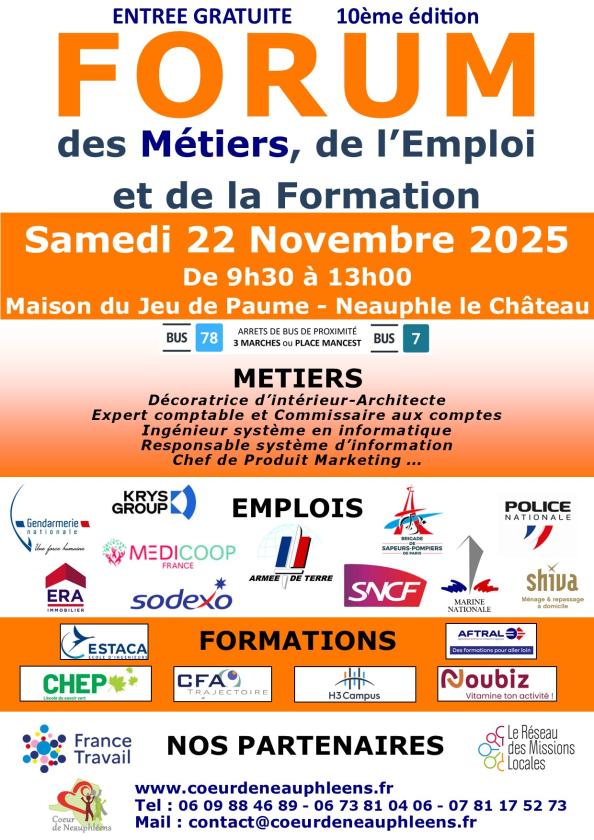 sortie à NEAUPHLE LE CHATEAU, Yvelines. FORUM DES MÉTIERS, DE L'EMPLOI ET DE LA FORMATION Sortir à NEAUPHLE LE CHATEAU(Yvelines). NEAUPHLE LE CHATEAU.