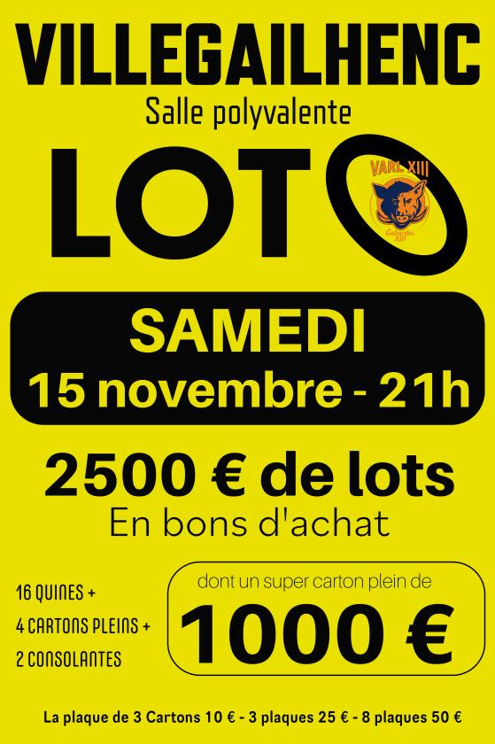 sortie à VILLEGAILHENC, Aude. LOTO D'AUTOMNE Sortir à VILLEGAILHENC(Aude). VILLEGAILHENC.