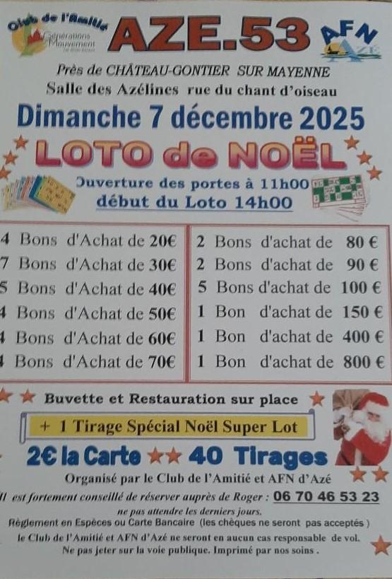 sortie à CHATEAU GONTIER, Mayenne. LOTO DE NOEL Sortir à CHATEAU GONTIER(Mayenne). CHATEAU GONTIER.