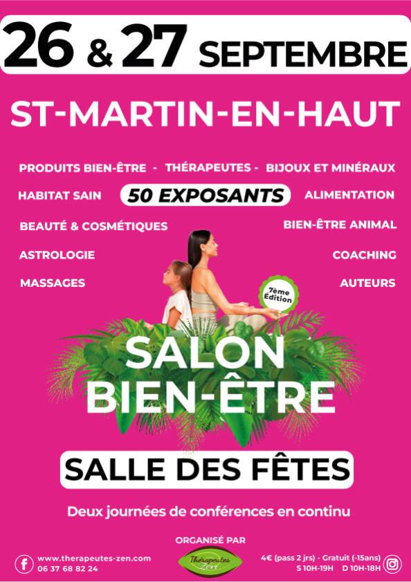 sortie à ST MARTIN EN HAUT, Rhône. SALON BIEN ETRE SAINT-MARTIN 2026 Sortir à ST MARTIN EN HAUT(Rhône). ST MARTIN EN HAUT.