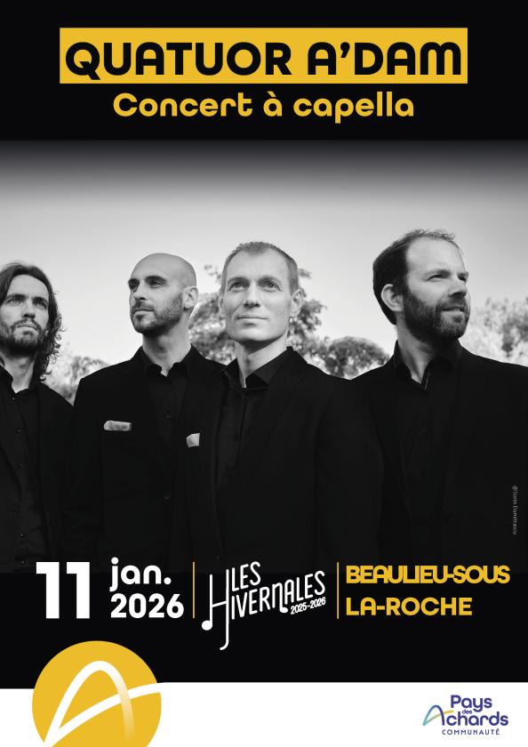 sortie à BEAULIEU SOUS LA ROCHE, Vendée. SPIRITUALS DU QUATUOR A'DAM - CONCERT A CAPELLA Sortir à BEAULIEU SOUS LA ROCHE(Vendée). BEAULIEU SOUS LA ROCHE.