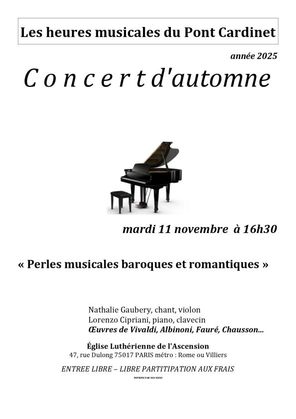 sortie à PARIS, Paris. PERLES MUSICALES ROMANTIQUES ET BAROQUES Sortir à PARIS(Paris). PARIS.