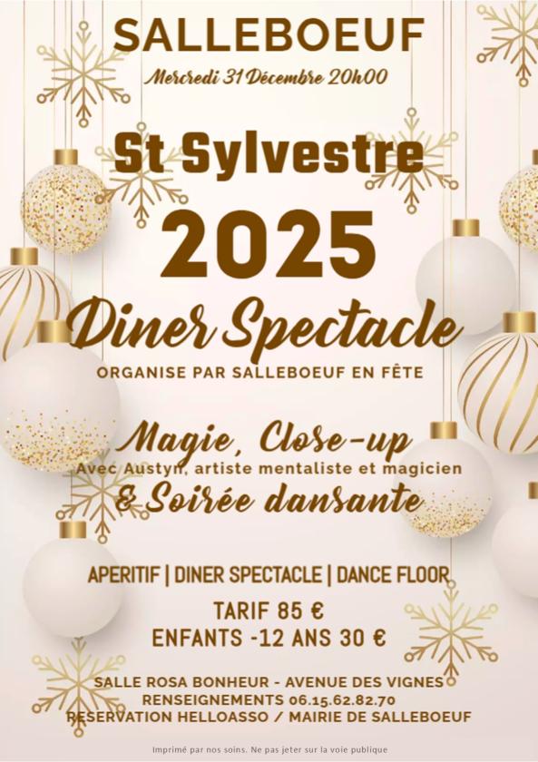 sortie à SALLEBOEUF, Gironde. RÉVEILLON ST SYLVESTRE Sortir à SALLEBOEUF(Gironde). SALLEBOEUF.