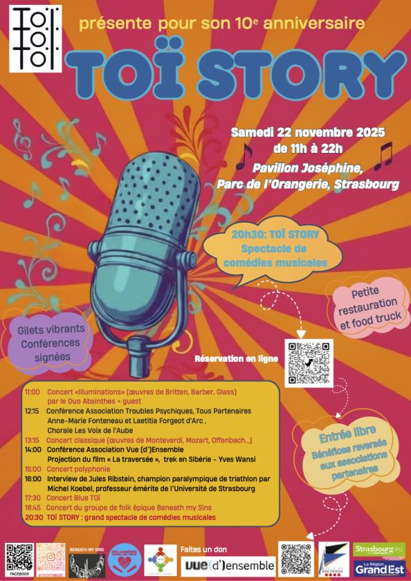 sortie à STRASBOURG, Bas Rhin. TOÏ STORY - JOURNÉE SOLIDAIRE ET MUSICALE! Sortir à STRASBOURG(Bas Rhin). STRASBOURG.