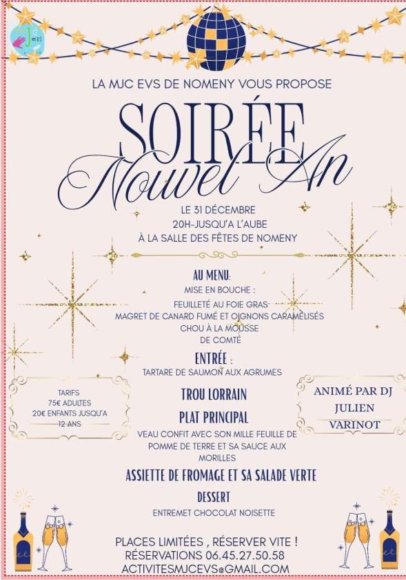 sortie à NOMENY, Meurthe et Moselle. SOIRÉE DU NOUVEL AN Sortir à NOMENY(Meurthe et Moselle). NOMENY.