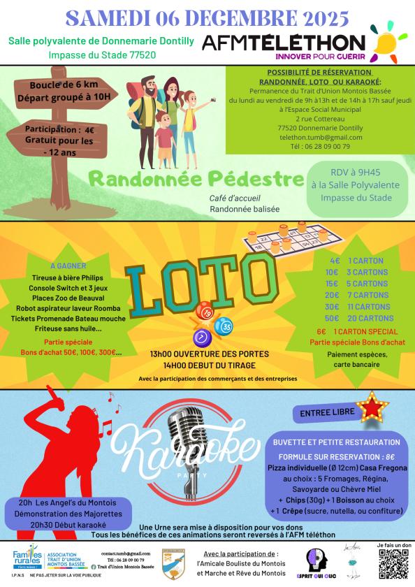 sortie à DONNEMARIE DONTILLY, Seine et Marne. TÉLÉTHON 2025 Sortir à DONNEMARIE DONTILLY(Seine et Marne). DONNEMARIE DONTILLY.