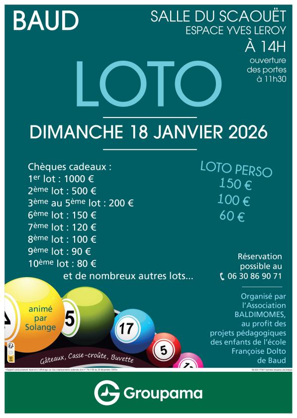 sortie à BAUD, Morbihan. SUPER LOTO Sortir à BAUD(Morbihan). BAUD.
