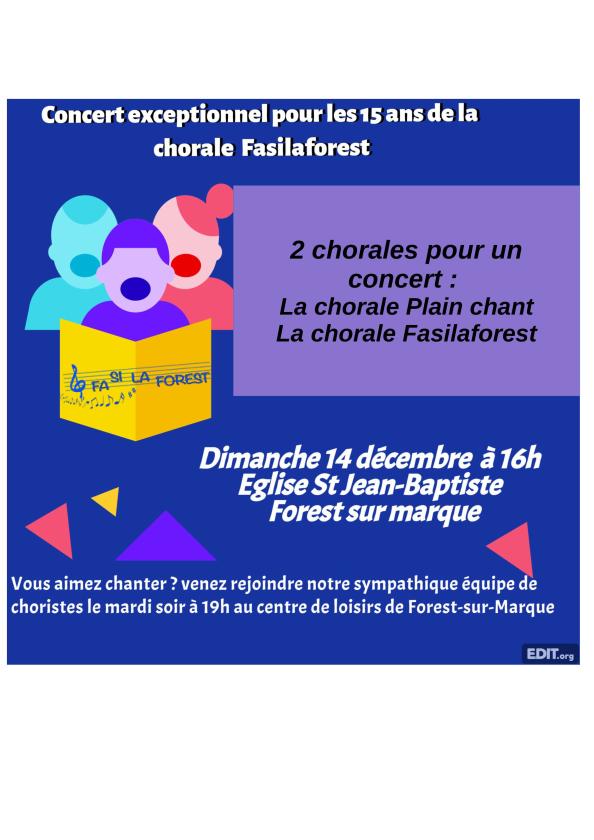 sortie à FOREST SUR MARQUE, Nord. CONCERT CHORAL DIMANCHE 14 DECEMBRE 2025 16 H Sortir à FOREST SUR MARQUE(Nord). FOREST SUR MARQUE.